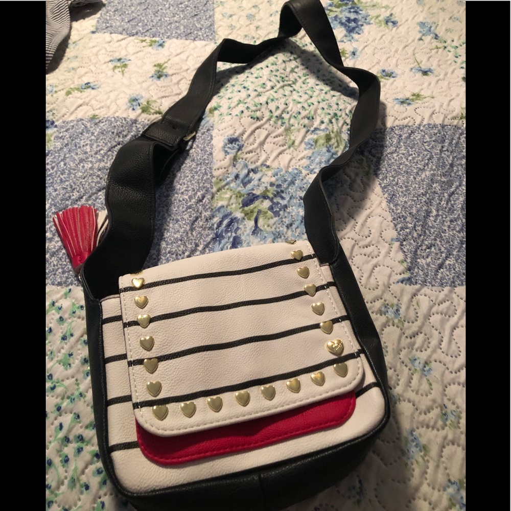 Betsey Johnson mini saddle bag with hearts - NWT
